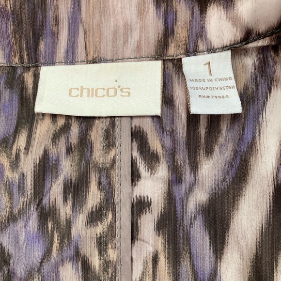 Chicos Jacket Womens Size 1 Tie Dye Snap Buttons Windbreaker Zip Pockets - Picture 2 of 7